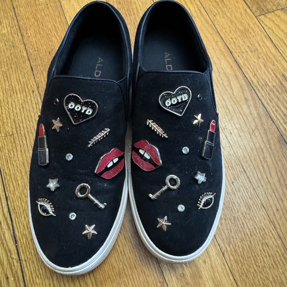 Aldo Black Sneakers with Unique Embellishments